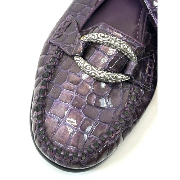 Brighton Women’s Size 8.5 M Medley Horsebit Loafers Purple Croc Leather Shoes - Picture 10 of 11